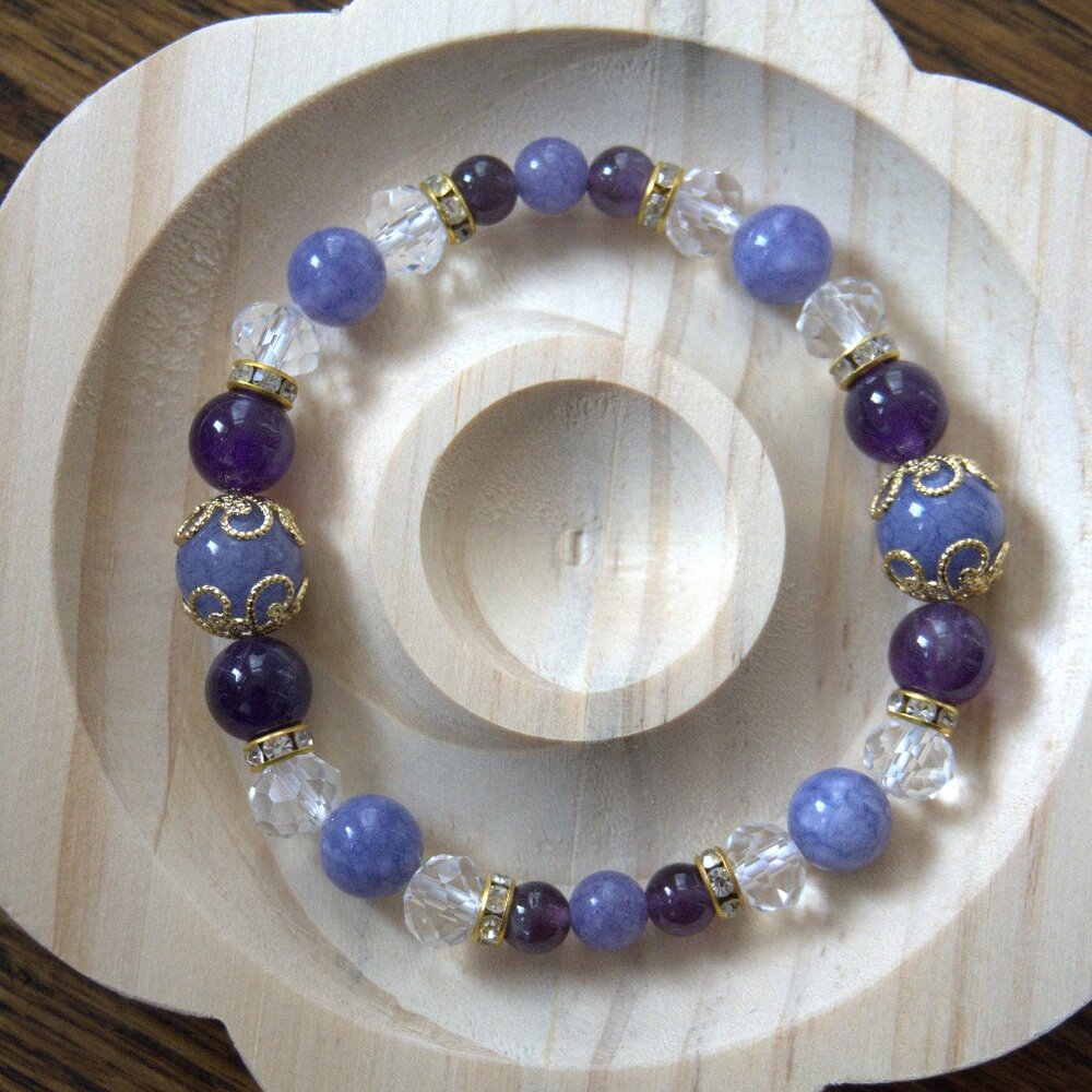 Aquamarine & Amethyst Gemstone Bracelet ❘ Crystal ❘ Natural ❘ Healing【100% NEW】